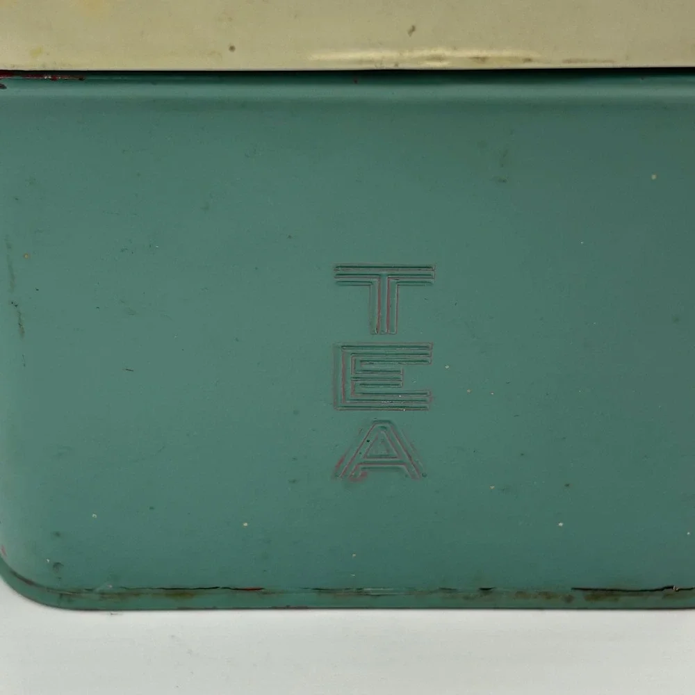 Vintage BeautyWare Metal Canister Set Turquoise Flour Tea Mid Century Modern